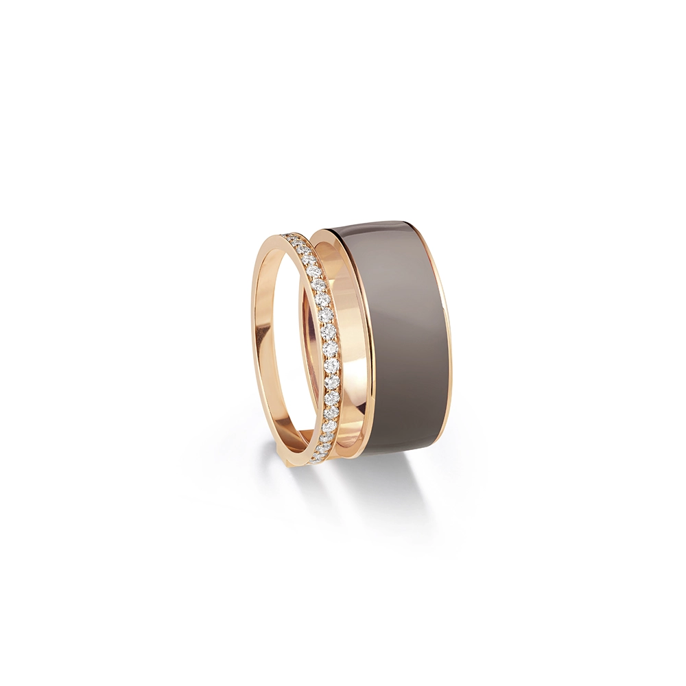 Repossi Berbere Chromatic ring in pink gold - taupe lacquered